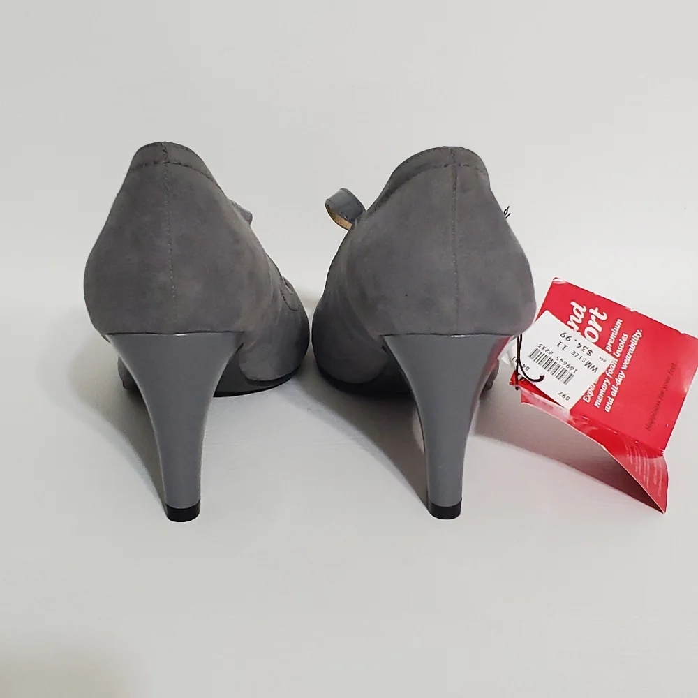 NWT Dexflex Comfort Charcoal Peep-Toe Heels Women's Size 11